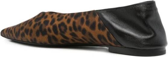 Saint Laurent Carolyn leopard-print slippers Black