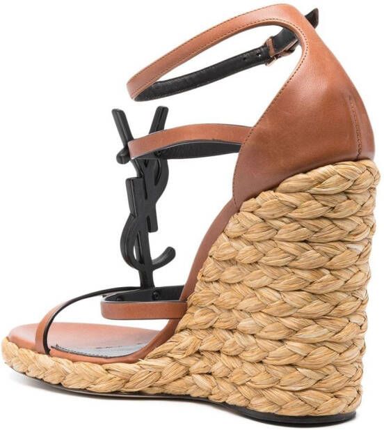 Saint Laurent Cassandra 105 wedge sandals Brown