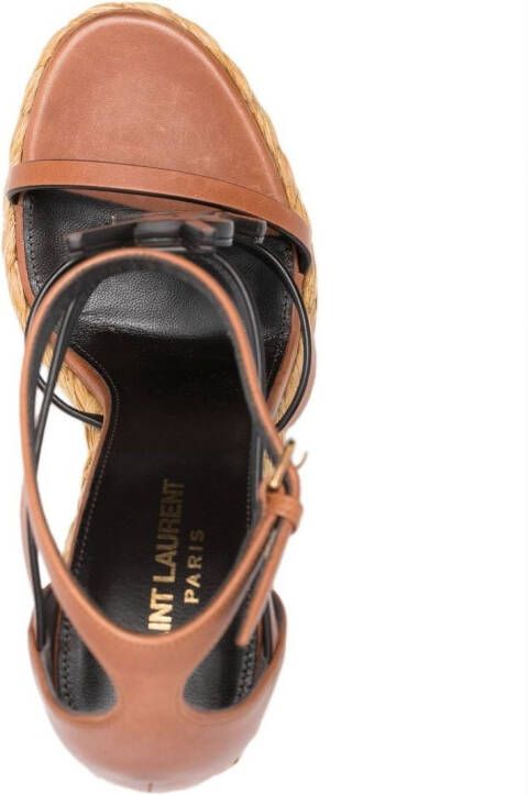 Saint Laurent Cassandra 105 wedge sandals Brown