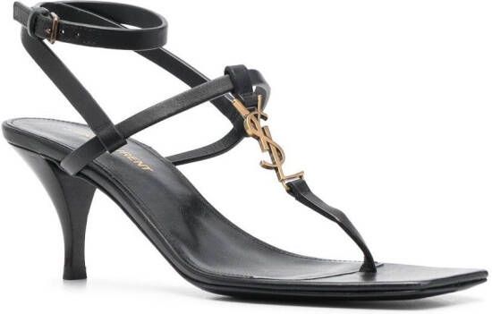 Saint Laurent Cassandra 60 leather sandals Black