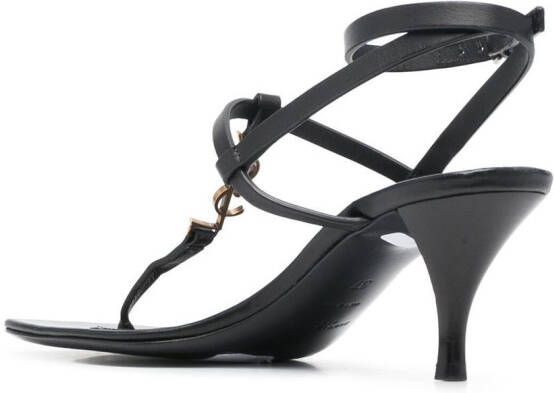 Saint Laurent Cassandra 60 leather sandals Black