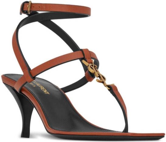 Saint Laurent Cassandra 60mm leather sandals Brown