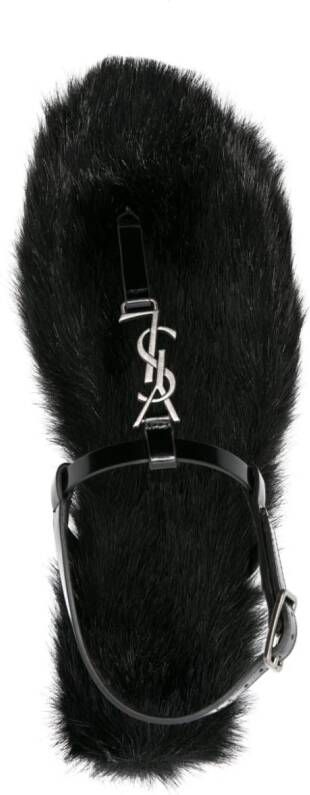 Saint Laurent Cassandra faux fur-lined sandals Black