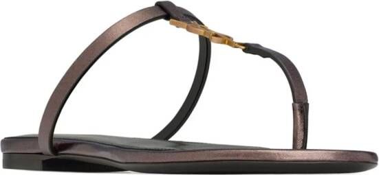Saint Laurent Cassandra leather sandals Brown