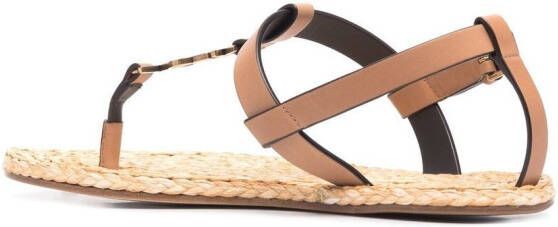 Saint Laurent Cassandra leather sandals Brown
