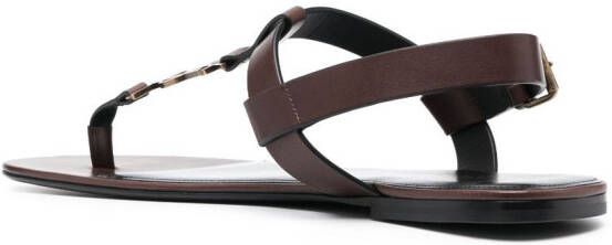 Saint Laurent Cassandre buckle-fastening sandals Brown