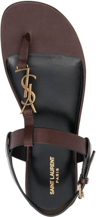 Saint Laurent Cassandre buckle-fastening sandals Brown