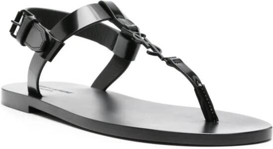 Saint Laurent Cassandre leather sandals Black