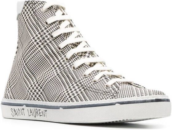 Saint Laurent checked high-top sneakers Black