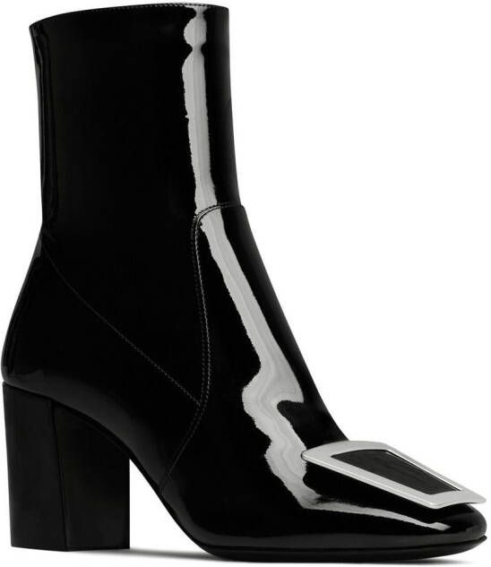 Saint Laurent chunky heeled 80mm leather boots Black