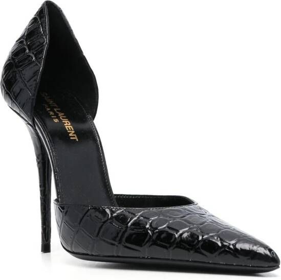 Saint Laurent crocodile-effect stiletto pumps Black