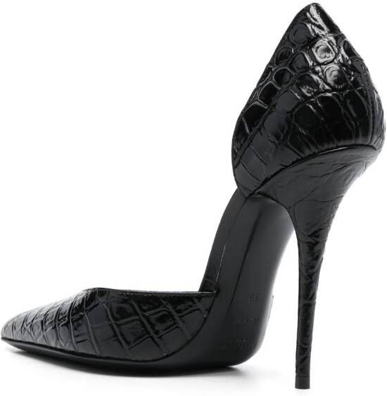 Saint Laurent crocodile-effect stiletto pumps Black