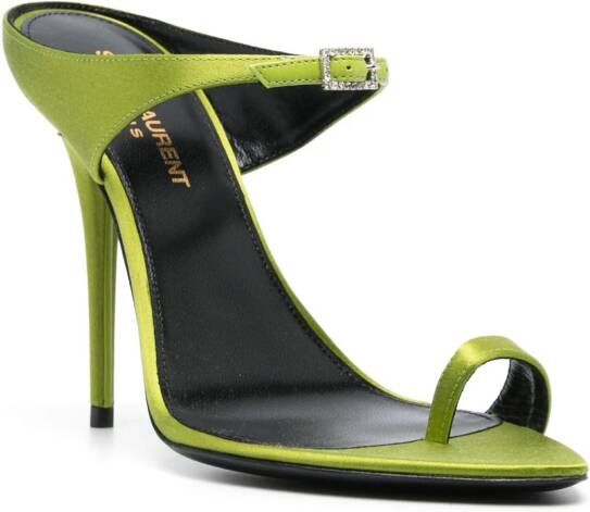 Saint Laurent Dive buckle-embellished satin sandals Green