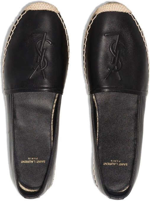 Saint Laurent embossed-logo leather espadrilles Black