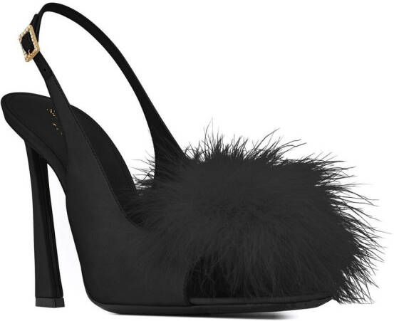 Saint Laurent faux-fur detail 110mm sandals Black