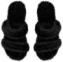 Saint Laurent faux-fur slides Black - Thumbnail 3