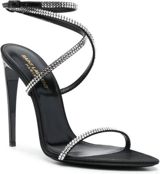 Saint Laurent Georgia rhinestone-embellished satin sandals Black