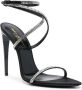 Saint Laurent Georgia rhinestone-embellished satin sandals Black - Thumbnail 2