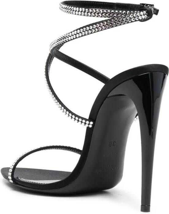 Saint Laurent Georgia rhinestone-embellished satin sandals Black