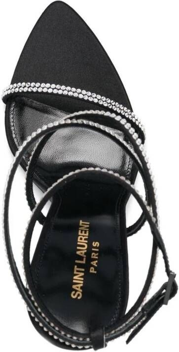 Saint Laurent Georgia rhinestone-embellished satin sandals Black