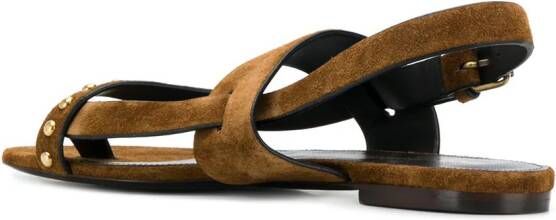 Saint Laurent Gia studded sandals Brown