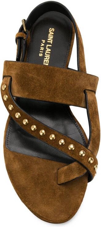 Saint Laurent Gia studded sandals Brown