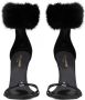 Saint Laurent Gippy 110mm fur-trim sandals Black - Thumbnail 4