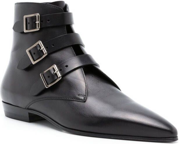 Saint Laurent Goth leather buckle boots Black