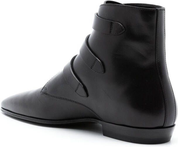 Saint Laurent Goth leather buckle boots Black