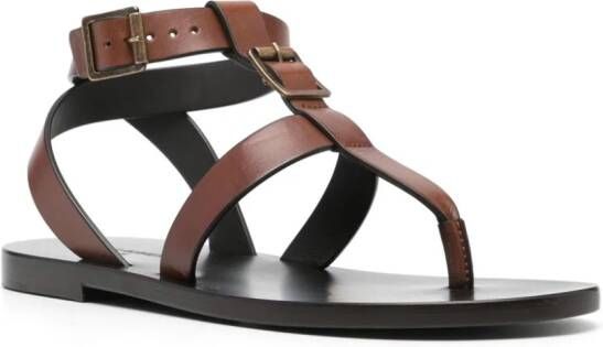 Saint Laurent Hardy buckled leather sandals Brown