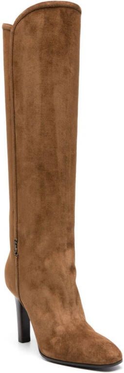 Saint Laurent Jane 90mm suede boots Brown