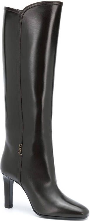 Saint Laurent Jane monogram leather boots Brown