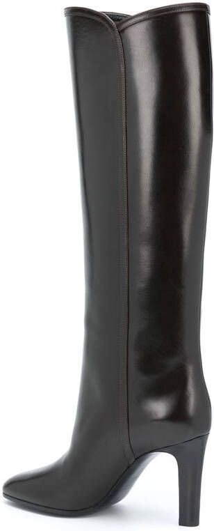 Saint Laurent Jane monogram leather boots Brown