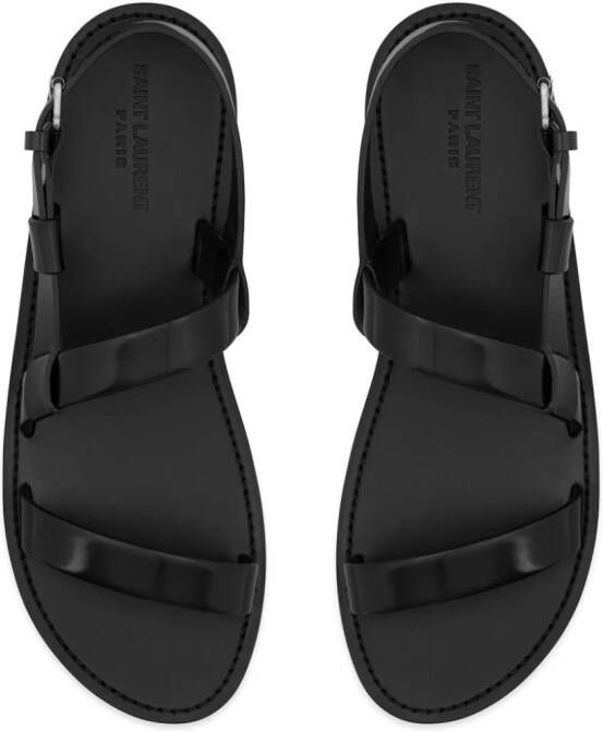 Saint Laurent Jean glazed leather sandals Black