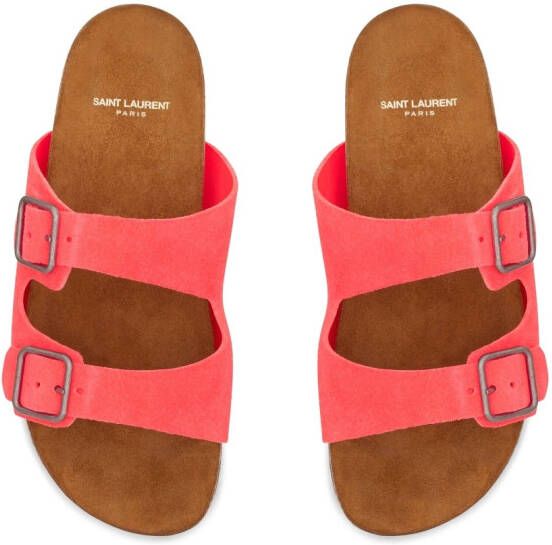 Saint Laurent Jimmy buckle flat sandals Pink