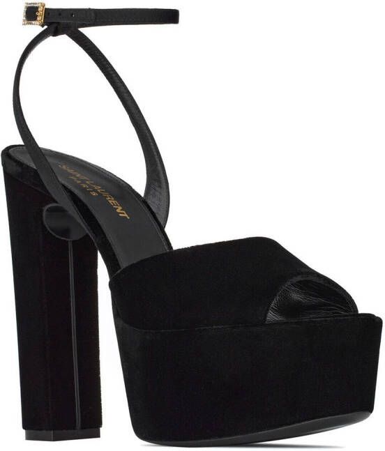 Saint Laurent Jodie 95mm velvet sandals Black