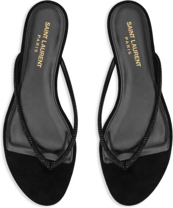 Saint Laurent Joni rhinestone-embellished sandals Black