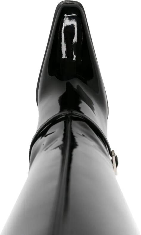 Saint Laurent knee-high patent boots Black