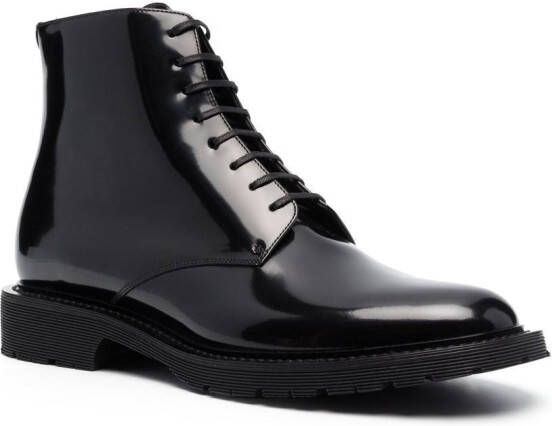 Saint Laurent lace-up leather ankle boots Black