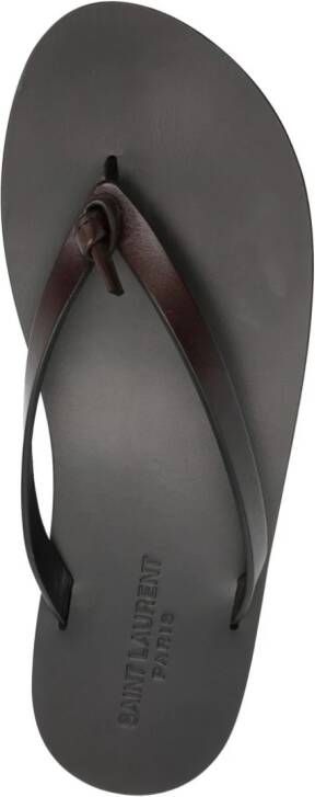 Saint Laurent Laguna leather flip-flops Brown