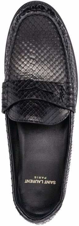 Saint Laurent Le Loafer crocodile-effect leather loafers Black