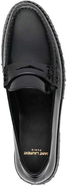 Saint Laurent Le Loafer high-shine finish flat shoes Black