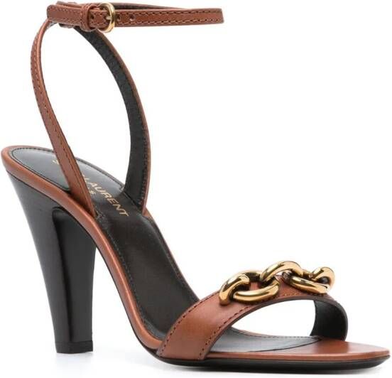 Saint Laurent Le Maillon leather sandals Brown