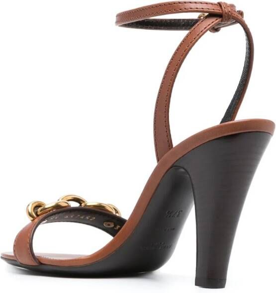 Saint Laurent Le Maillon leather sandals Brown