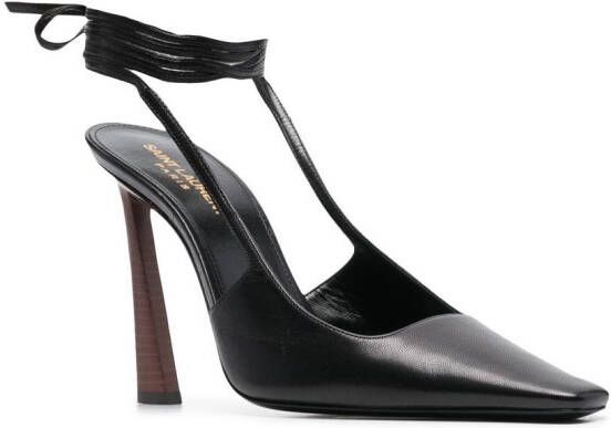 Saint Laurent leather 105mm ankle-strap pumps Black