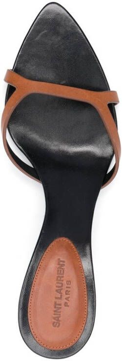 Saint Laurent leather 70mm mules. Brown