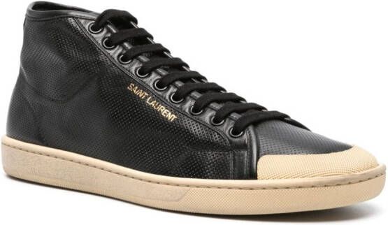 Saint Laurent leather mid-top sneakers Black