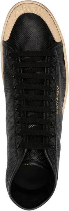 Saint Laurent leather mid-top sneakers Black