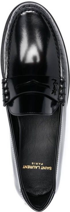 Saint Laurent leather penny-slot loafers Black