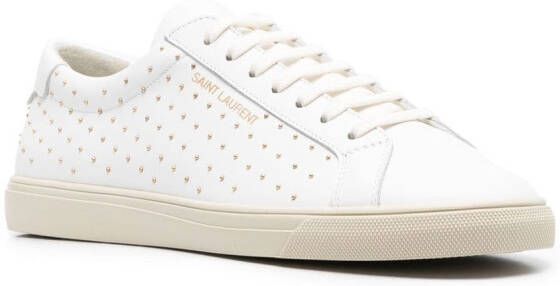 Saint Laurent leather studded sneakers White